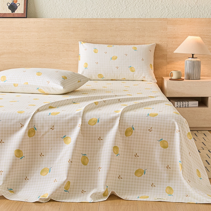 91家纺网 家纺一手货源 找家纺 大元 2026新款全棉纯棉老粗布凉席席子单床单 床单单件 夏日柠檬