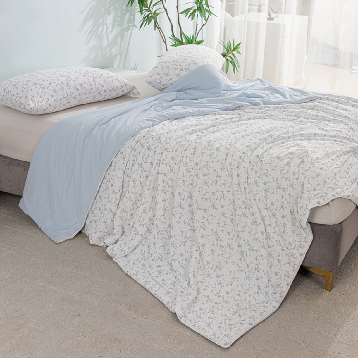 91家纺网 家纺一手货源 找家纺 漫仙阁家纺 2026年新款印花凉感丝夏被空调被学生夏凉被 春日兰