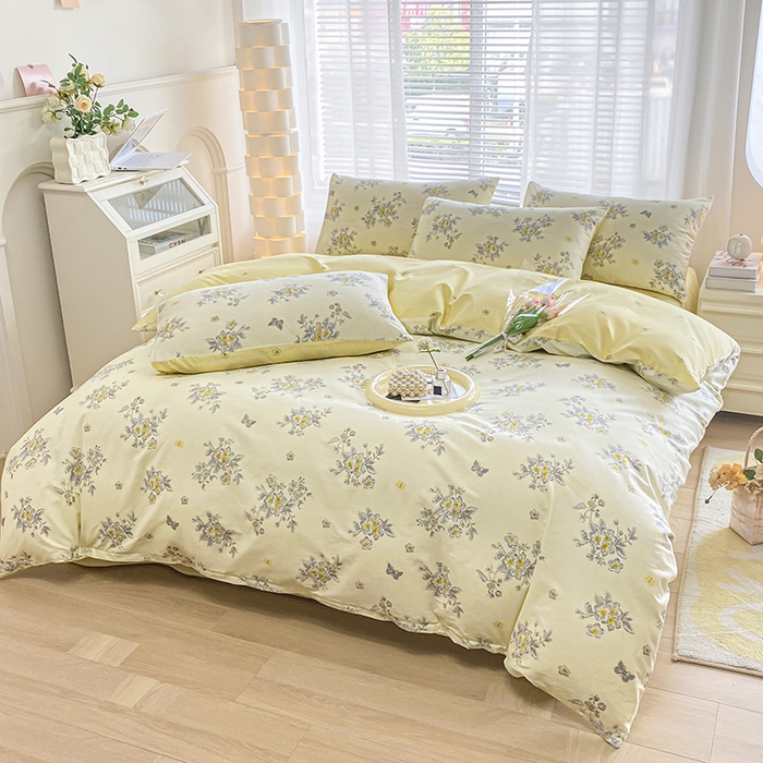 91家纺网 家纺一手货源 找家纺 宇彬家纺 2026直播新款13372A类全棉纯棉印花床单床笠款四件套和单被套喷气清新简约 清香四溢