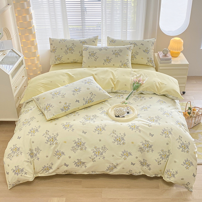 91家纺网 家纺一手货源 找家纺 宇彬家纺 2026直播新款13372A类全棉纯棉印花床单床笠款四件套和单被套喷气清新简约 清香四溢