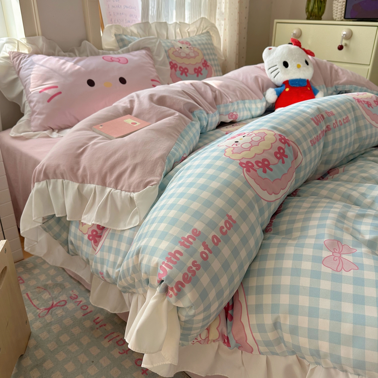 （总）沐慕 2026新款加厚款水洗棉云朵棉花边款四件套