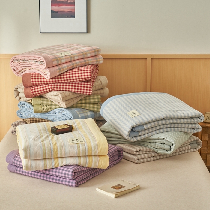 （总）简如 2026新款全棉纯棉色织水洗棉棉花空调被夏凉被