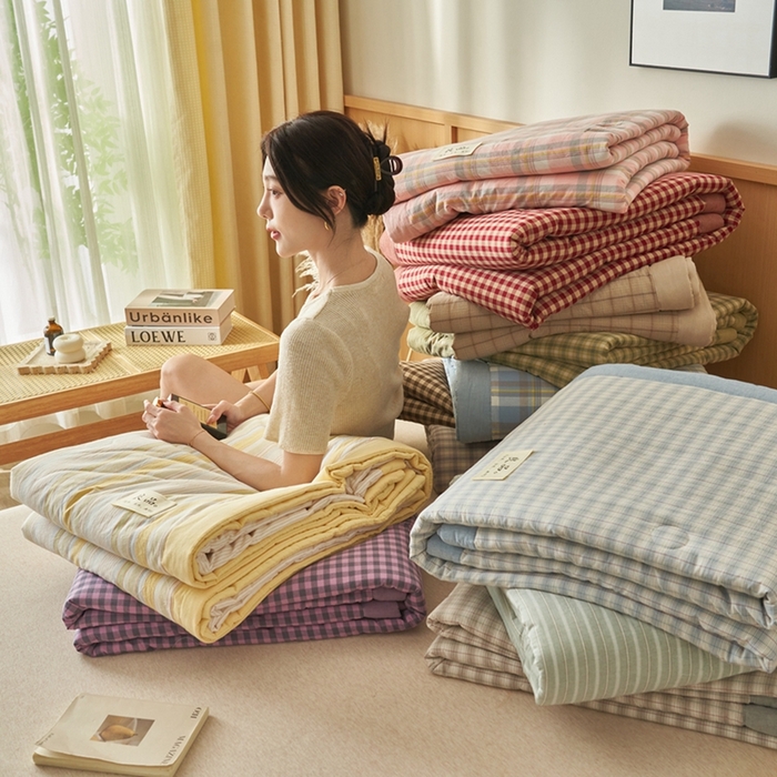 91家纺网 家纺一手货源 找家纺 （总）简如 2026新款全棉纯棉色织水洗棉棉花空调被夏凉被