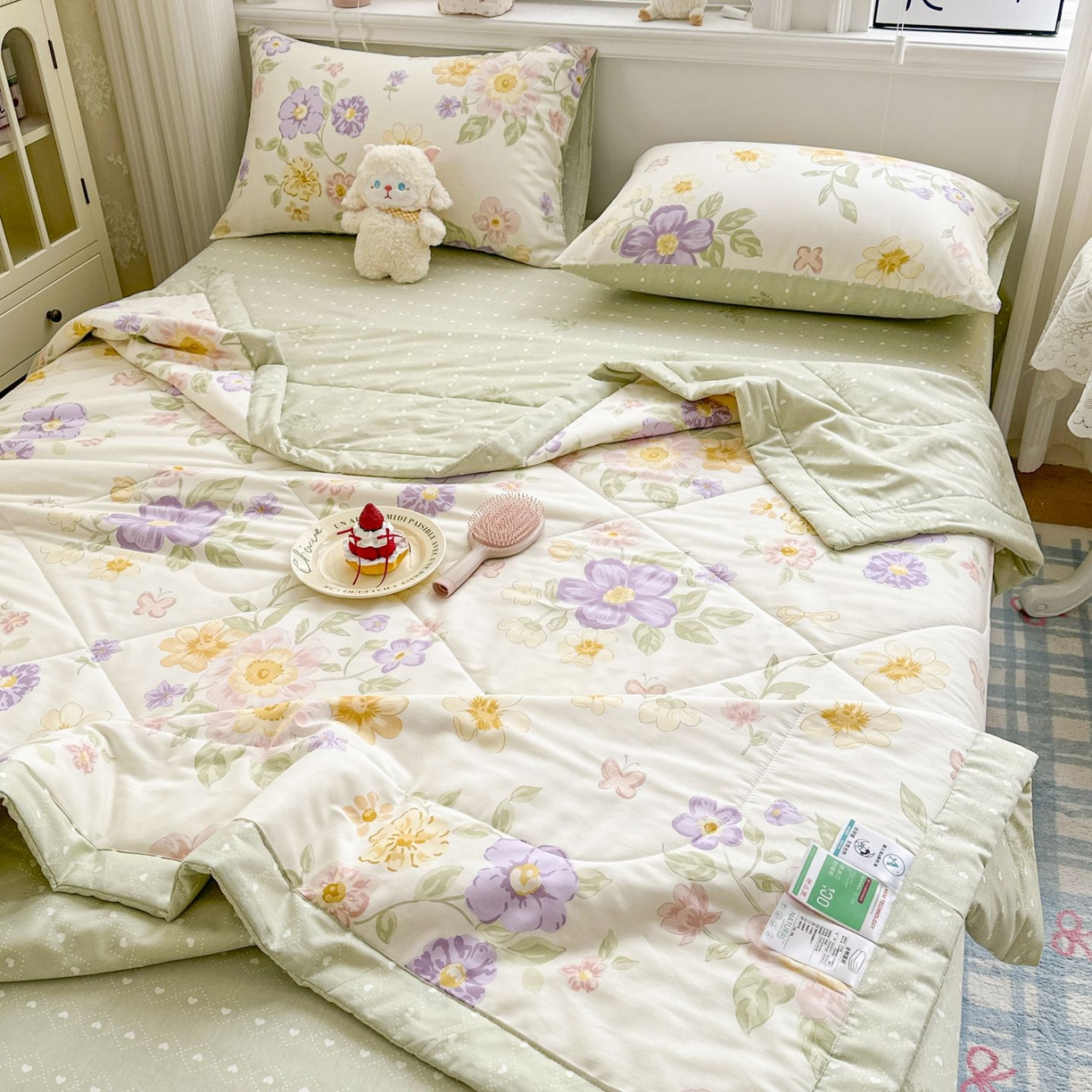 91家纺网 家纺一手货源 找家纺 棉森家纺 2026春夏新款全棉纯棉棉花夏被夏凉被空调被-风格三 花的海洋