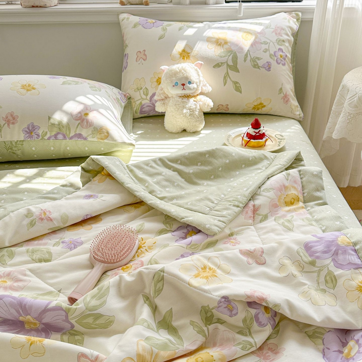 91家纺网 家纺一手货源 找家纺 棉森家纺 2026春夏新款全棉纯棉棉花夏被夏凉被空调被-风格三 花的海洋