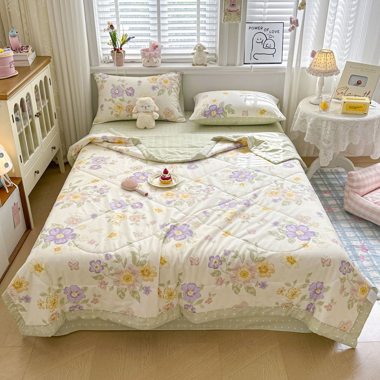 91家纺网 家纺一手货源 找家纺 棉森家纺 2026春夏新款全棉纯棉棉花夏被夏凉被空调被-风格三 花的海洋