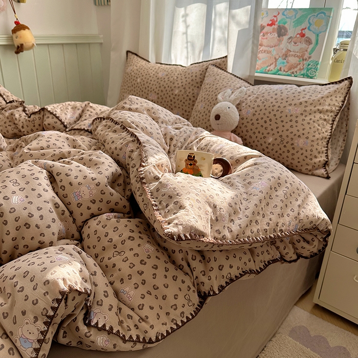 （总）桃子家居 2026新款A类纯棉有氧双层纱高品质贝壳边三角针工艺全棉四件套系列