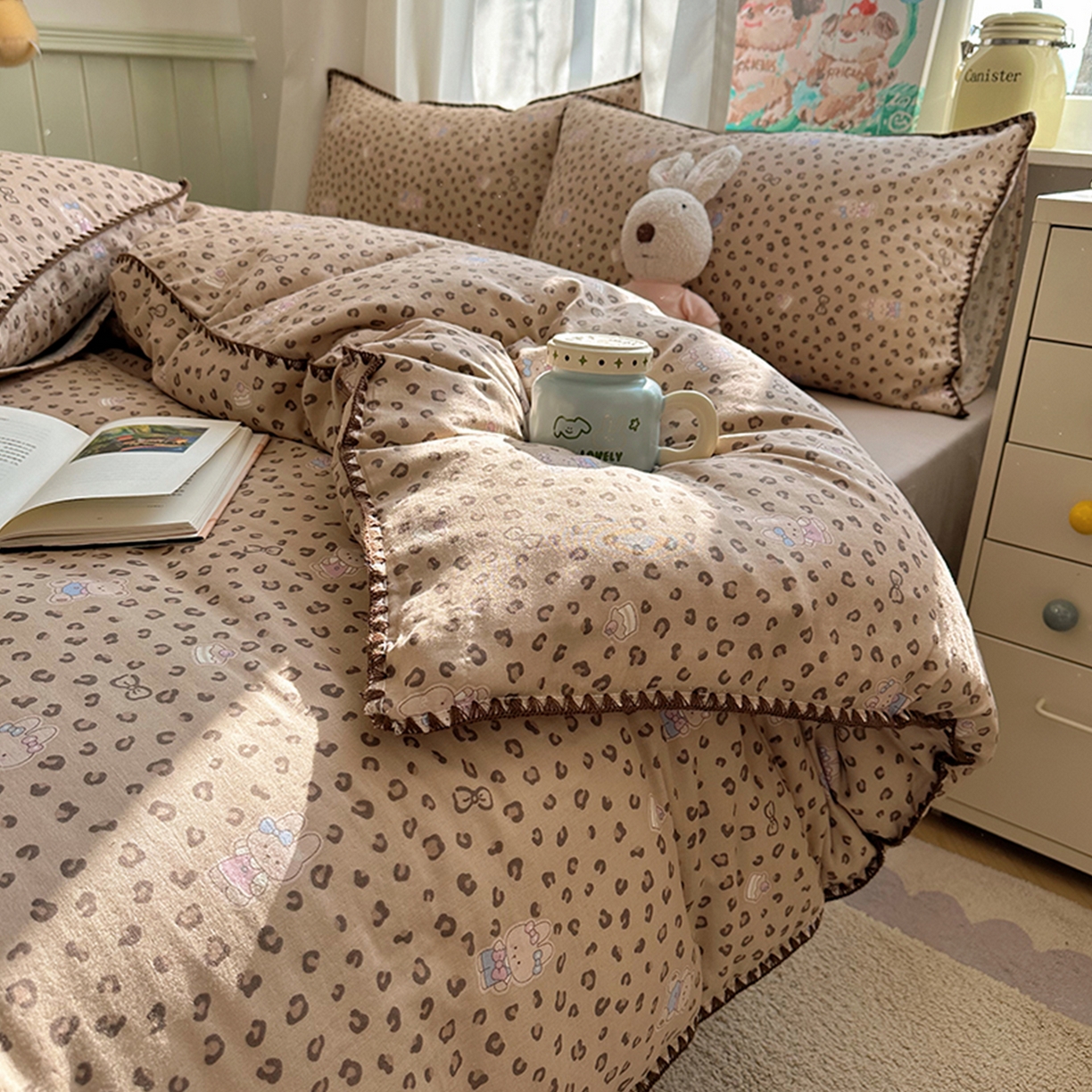 91家纺网 家纺一手货源 找家纺 （总）桃子家居 2026新款A类纯棉有氧双层纱高品质贝壳边三角针工艺全棉四件套系列