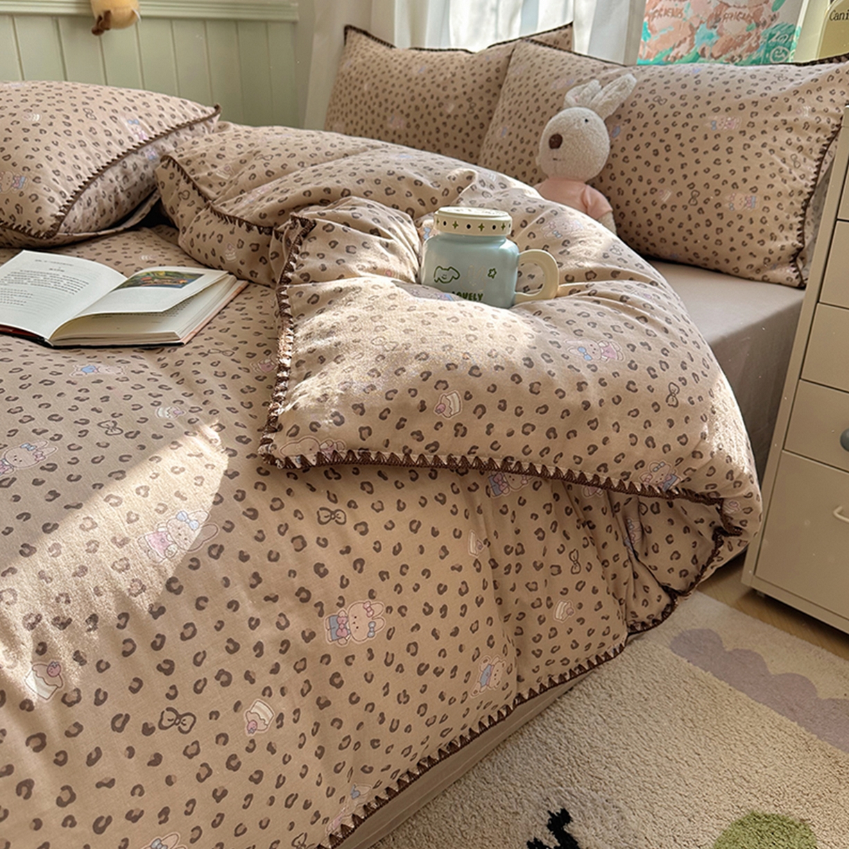 91家纺网 家纺一手货源 找家纺 （总）桃子家居 2026新款A类纯棉有氧双层纱高品质贝壳边三角针工艺全棉四件套系列