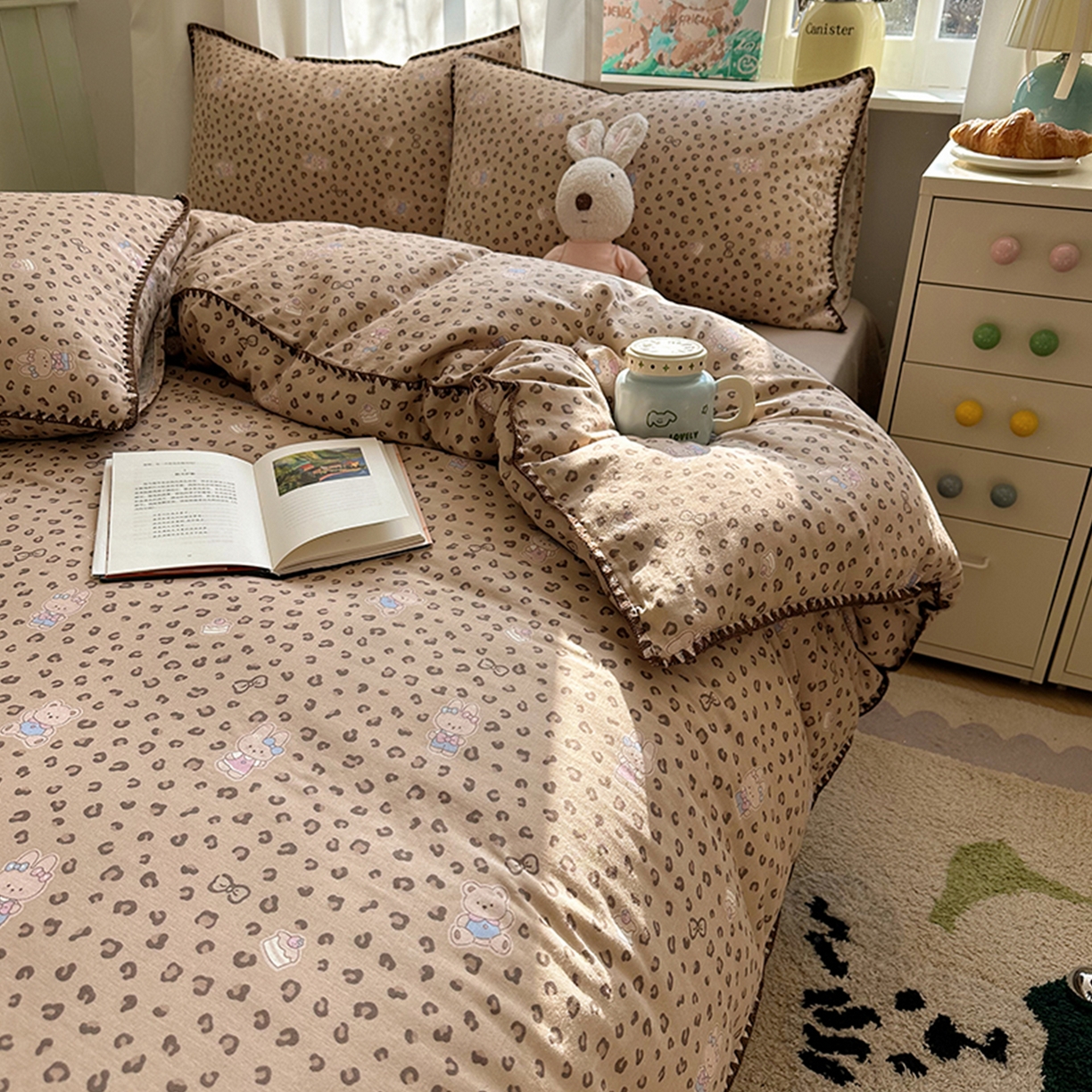 91家纺网 家纺一手货源 找家纺 （总）桃子家居 2026新款A类纯棉有氧双层纱高品质贝壳边三角针工艺全棉四件套系列