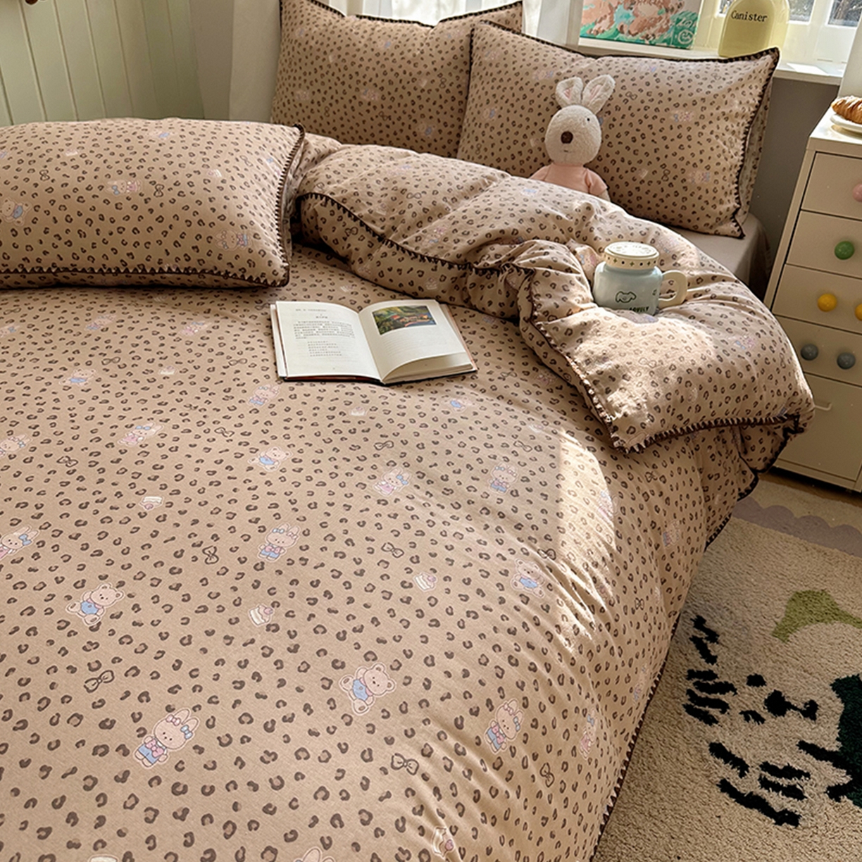 91家纺网 家纺一手货源 找家纺 （总）桃子家居 2026新款A类纯棉有氧双层纱高品质贝壳边三角针工艺全棉四件套系列