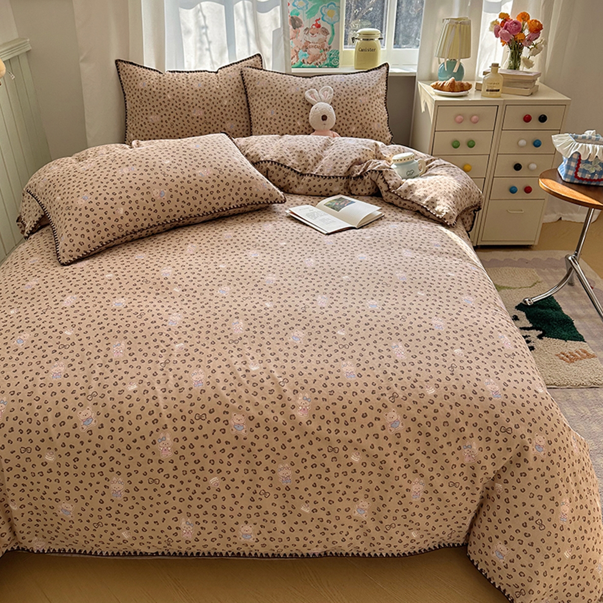 91家纺网 家纺一手货源 找家纺 （总）桃子家居 2026新款A类纯棉有氧双层纱高品质贝壳边三角针工艺全棉四件套系列