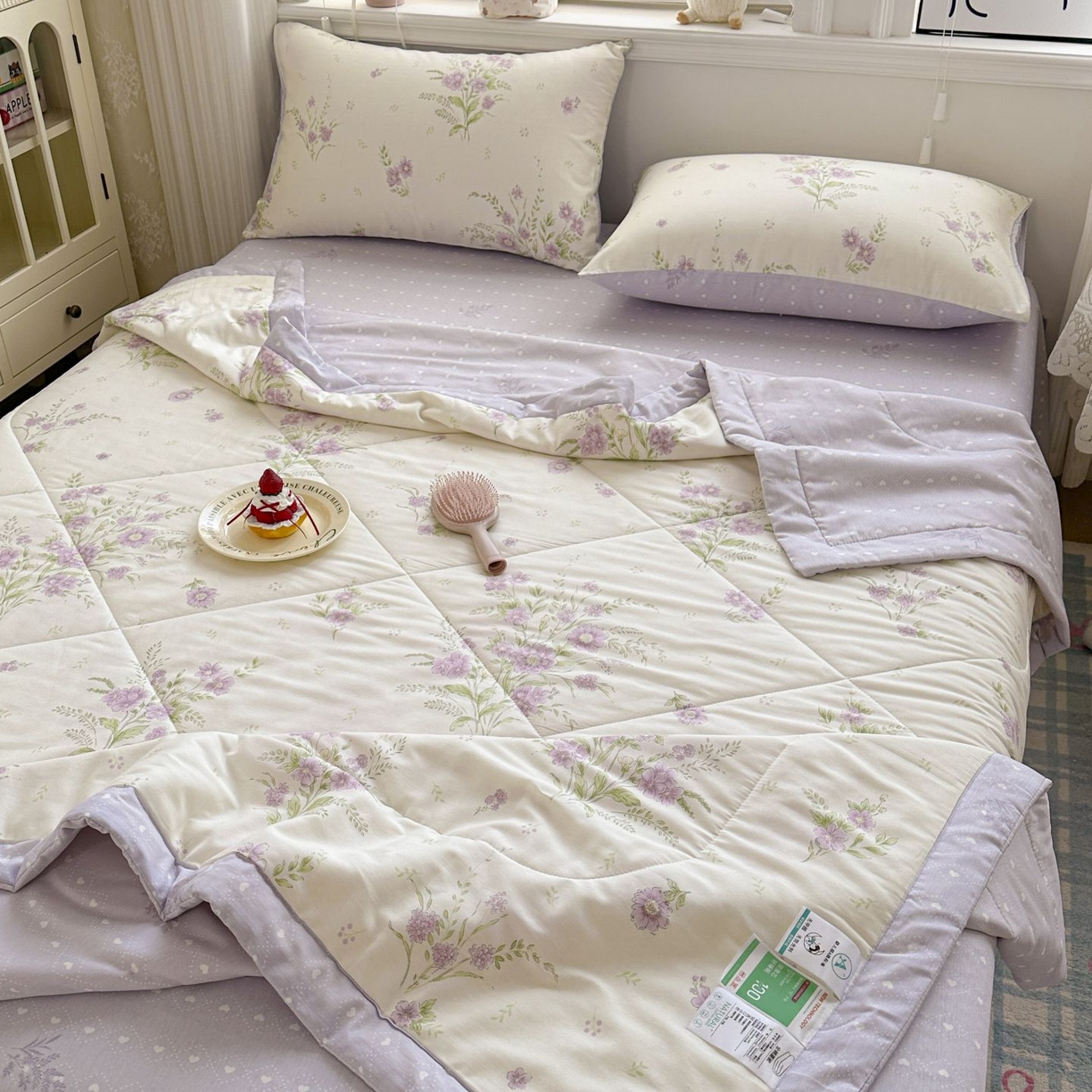 91家纺网 家纺一手货源 找家纺 棉森家纺 2026春夏新款全棉纯棉棉花夏被夏凉被空调被-风格三 花海烟紫