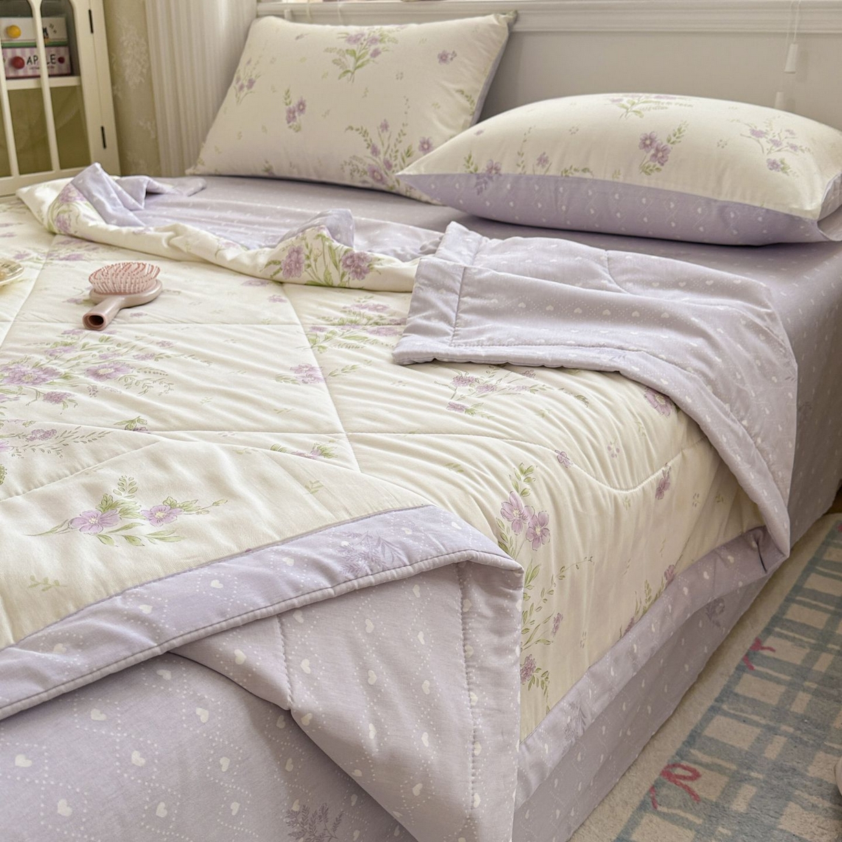 91家纺网 家纺一手货源 找家纺 棉森家纺 2026春夏新款全棉纯棉棉花夏被夏凉被空调被-风格三 花海烟紫