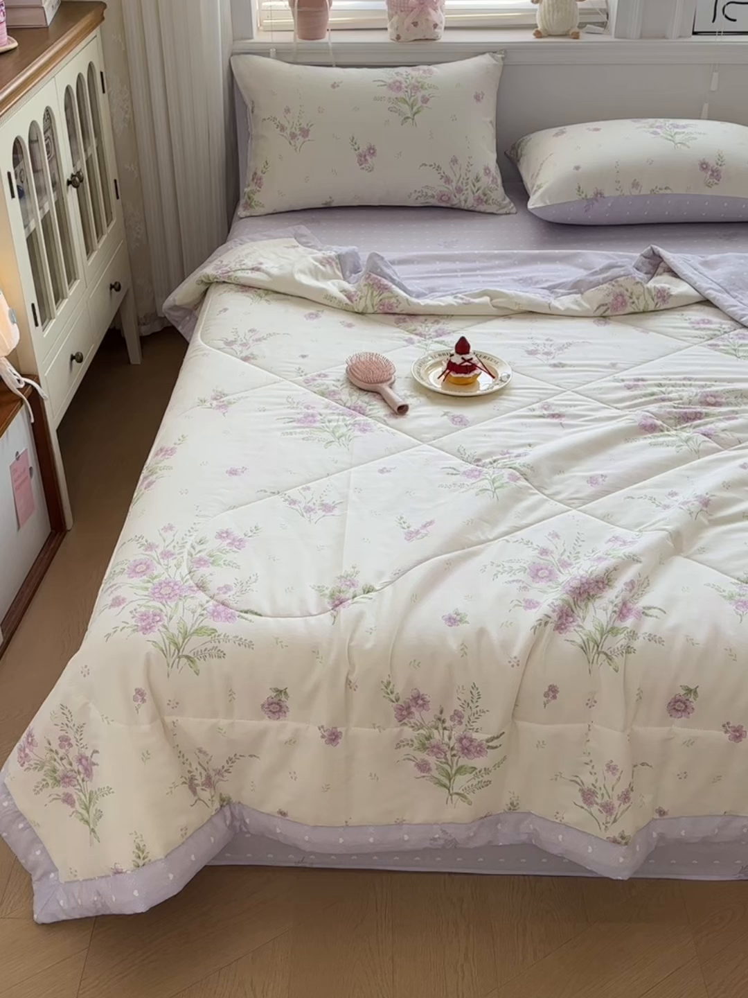 91家纺网 家纺一手货源 找家纺 棉森家纺 2026春夏新款全棉纯棉棉花夏被夏凉被空调被-风格三 花海烟紫