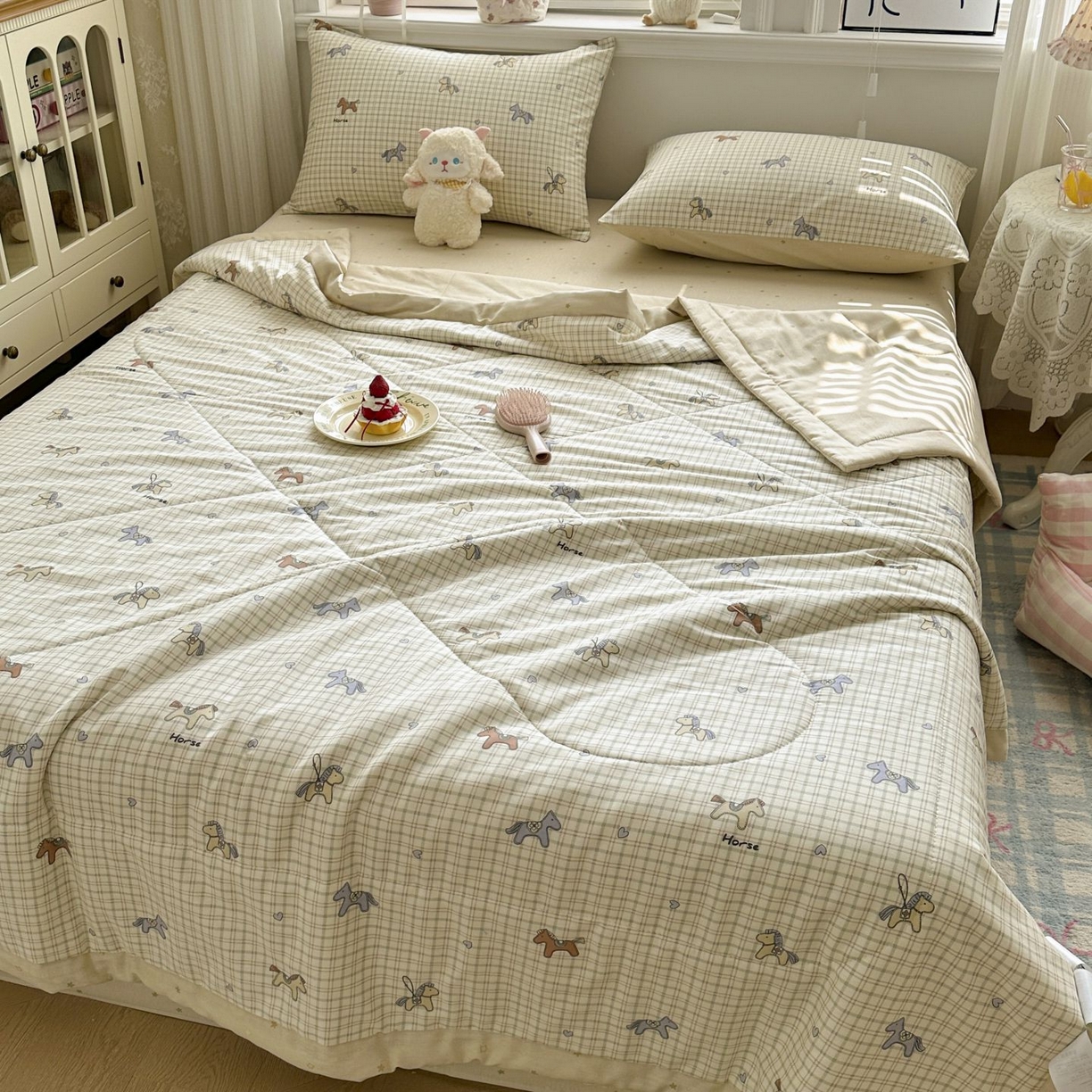 91家纺网 家纺一手货源 找家纺 棉森家纺 2026春夏新款全棉纯棉棉花夏被夏凉被空调被-风格三 马到成功