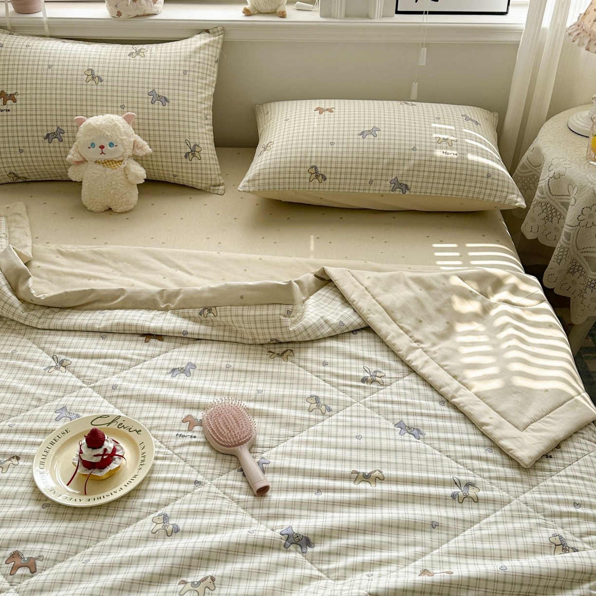 91家纺网 家纺一手货源 找家纺 棉森家纺 2026春夏新款全棉纯棉棉花夏被夏凉被空调被-风格三 马到成功