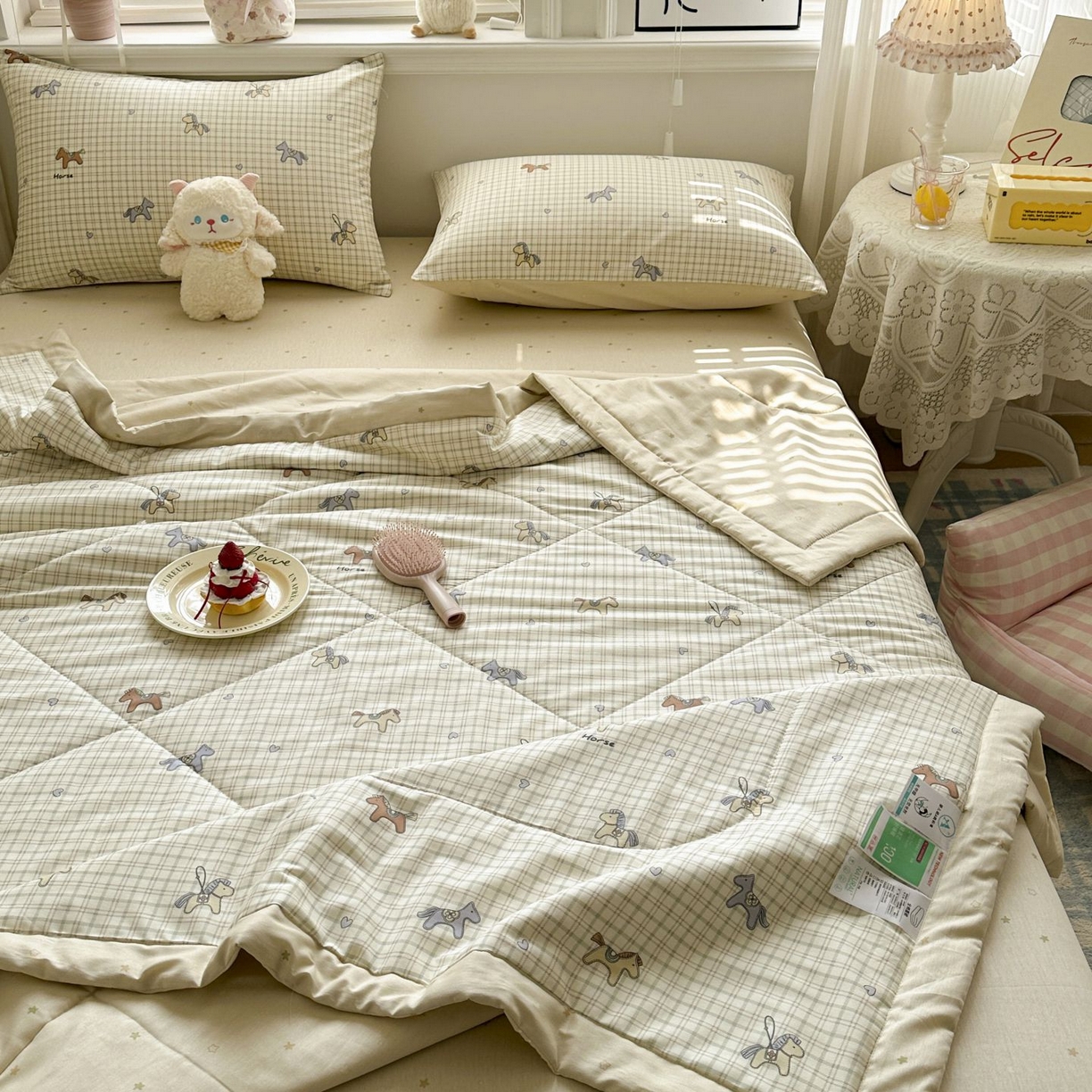 91家纺网 家纺一手货源 找家纺 棉森家纺 2026春夏新款全棉纯棉棉花夏被夏凉被空调被-风格三 马到成功