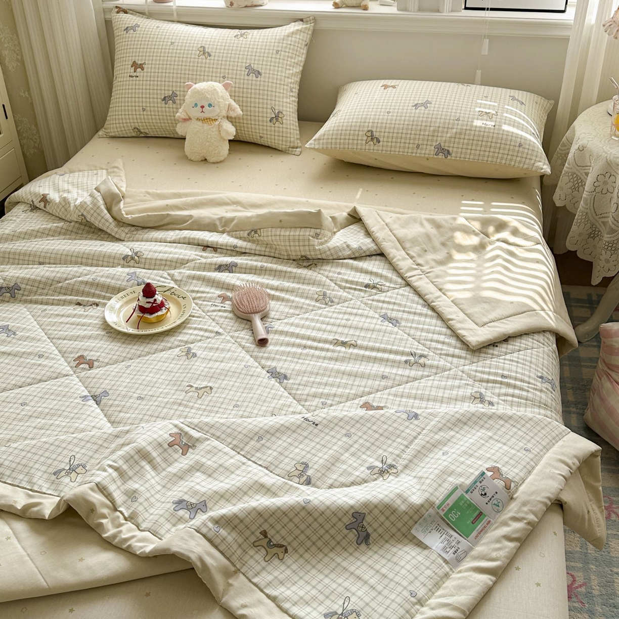 91家纺网 家纺一手货源 找家纺 棉森家纺 2026春夏新款全棉纯棉棉花夏被夏凉被空调被-风格三 马到成功