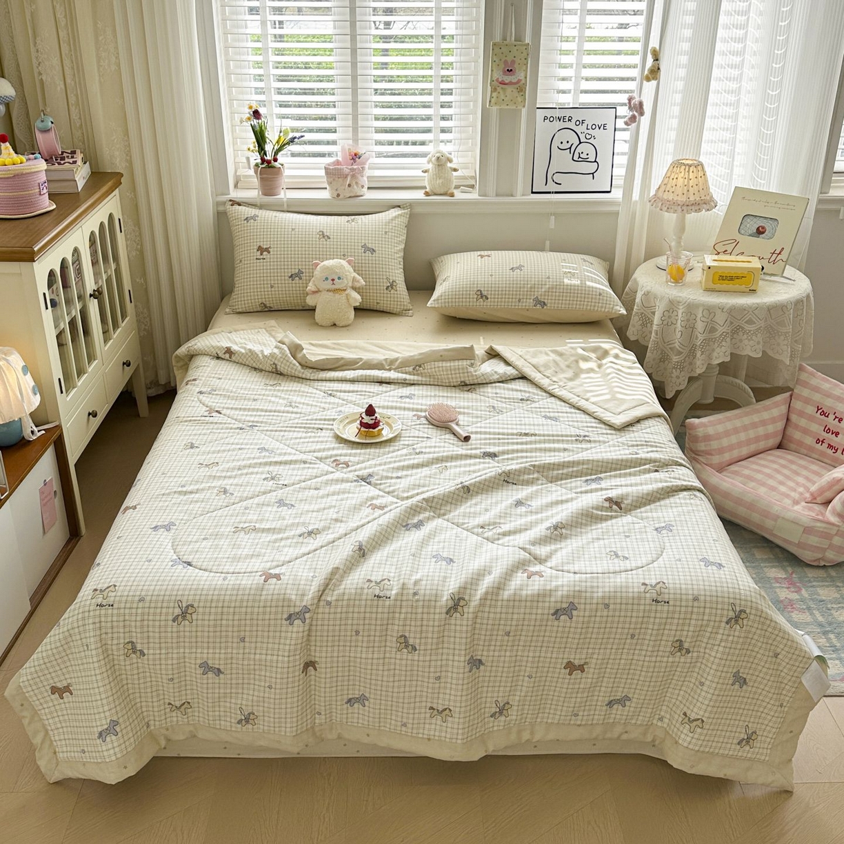 91家纺网 家纺一手货源 找家纺 棉森家纺 2026春夏新款全棉纯棉棉花夏被夏凉被空调被-风格三 马到成功