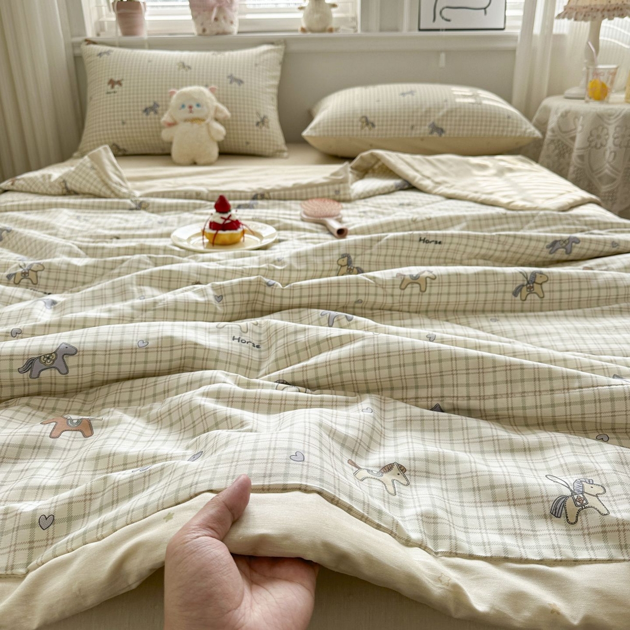 91家纺网 家纺一手货源 找家纺 棉森家纺 2026春夏新款全棉纯棉棉花夏被夏凉被空调被-风格三 马到成功