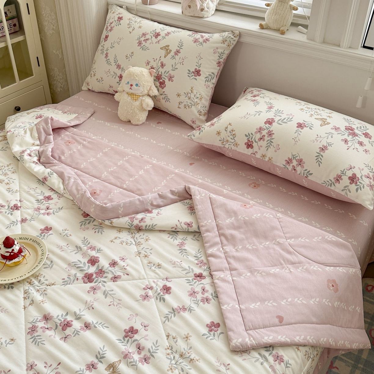 91家纺网 家纺一手货源 找家纺 棉森家纺 2026春夏新款全棉纯棉棉花夏被夏凉被空调被-风格三 曼妙花音