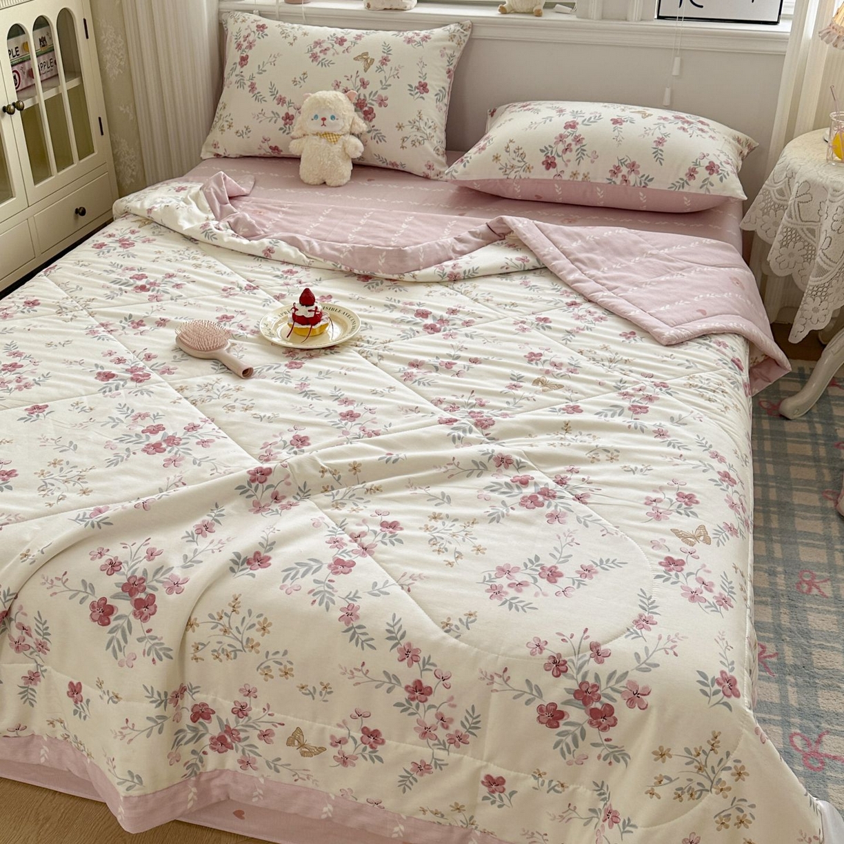 91家纺网 家纺一手货源 找家纺 棉森家纺 2026春夏新款全棉纯棉棉花夏被夏凉被空调被-风格三 曼妙花音