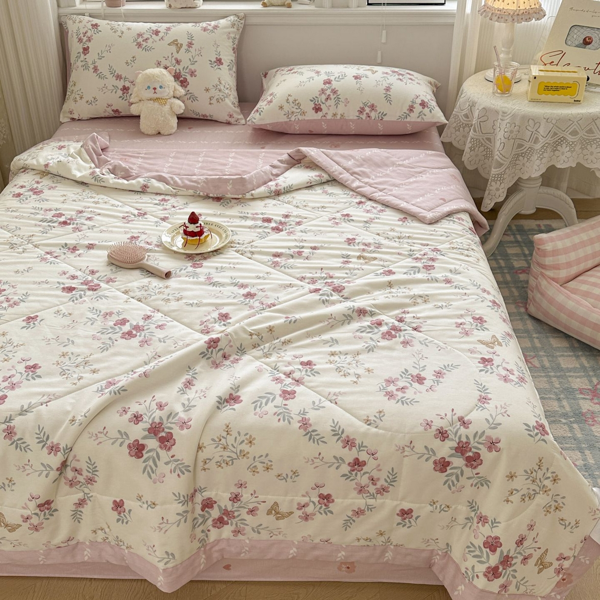 91家纺网 家纺一手货源 找家纺 棉森家纺 2026春夏新款全棉纯棉棉花夏被夏凉被空调被-风格三 曼妙花音