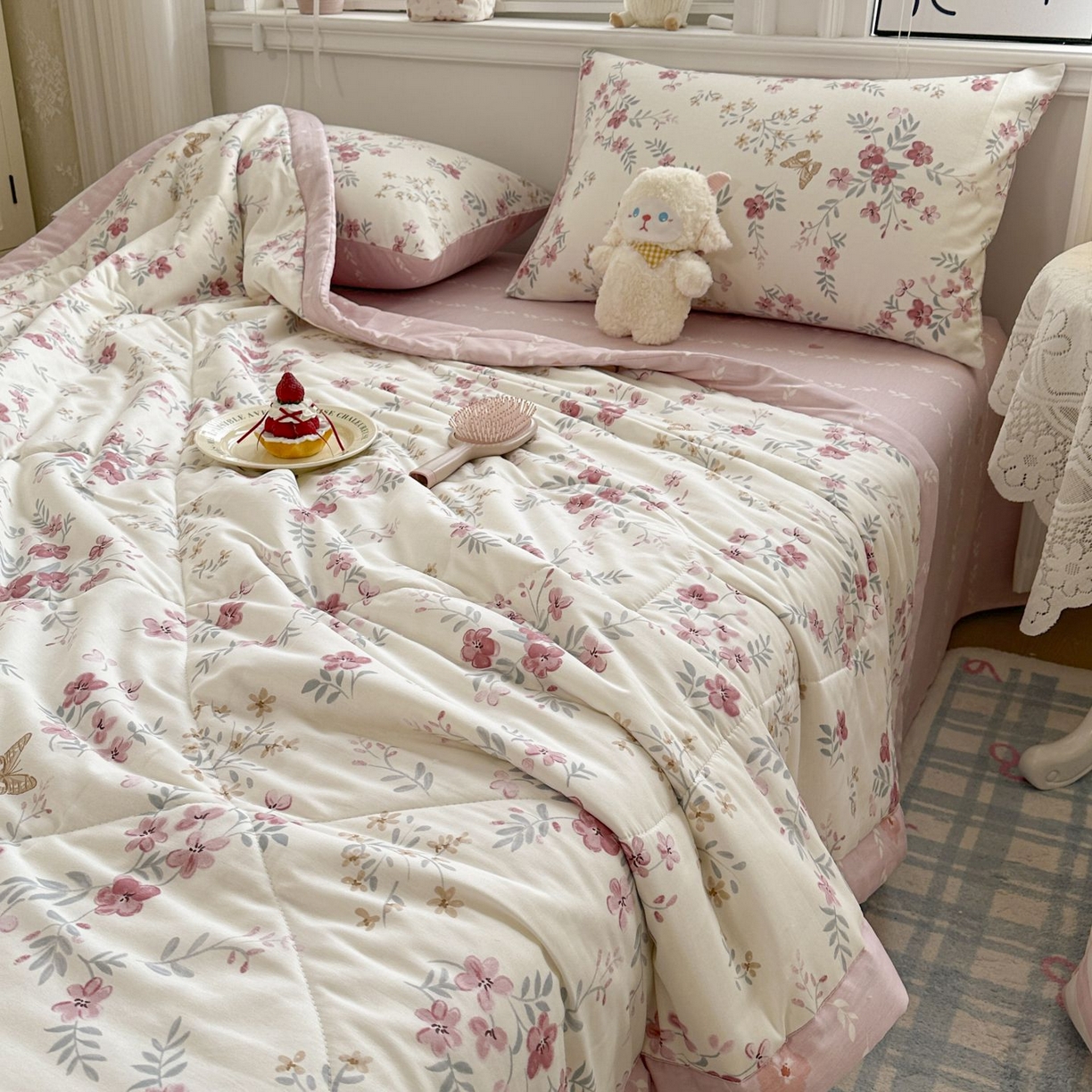 91家纺网 家纺一手货源 找家纺 棉森家纺 2026春夏新款全棉纯棉棉花夏被夏凉被空调被-风格三 曼妙花音