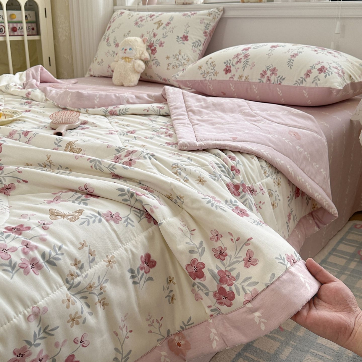 91家纺网 家纺一手货源 找家纺 棉森家纺 2026春夏新款全棉纯棉棉花夏被夏凉被空调被-风格三 曼妙花音