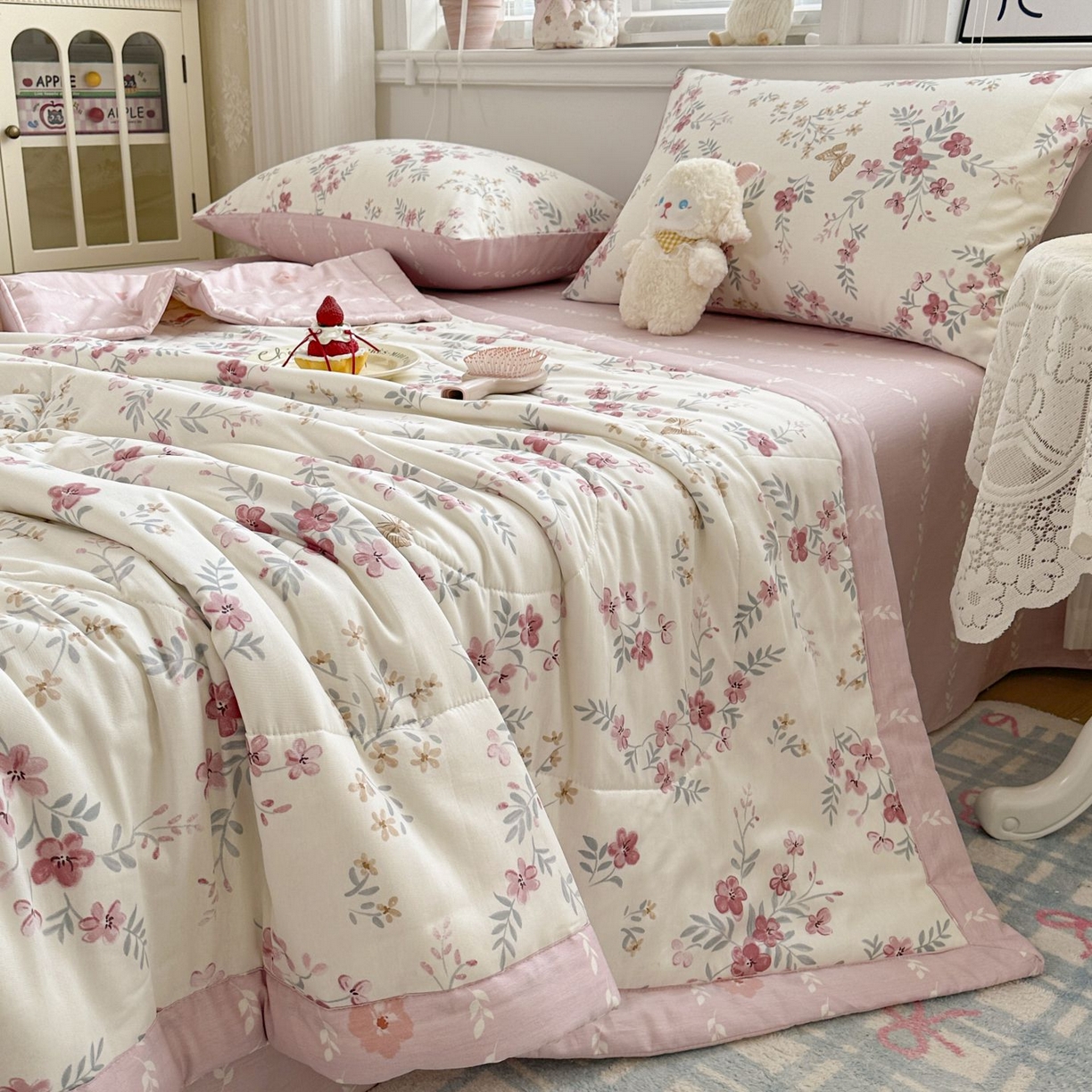 91家纺网 家纺一手货源 找家纺 棉森家纺 2026春夏新款全棉纯棉棉花夏被夏凉被空调被-风格三 曼妙花音