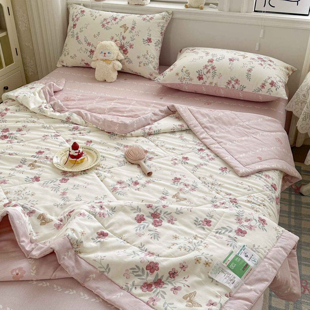 91家纺网 家纺一手货源 找家纺 棉森家纺 2026春夏新款全棉纯棉棉花夏被夏凉被空调被-风格三 曼妙花音