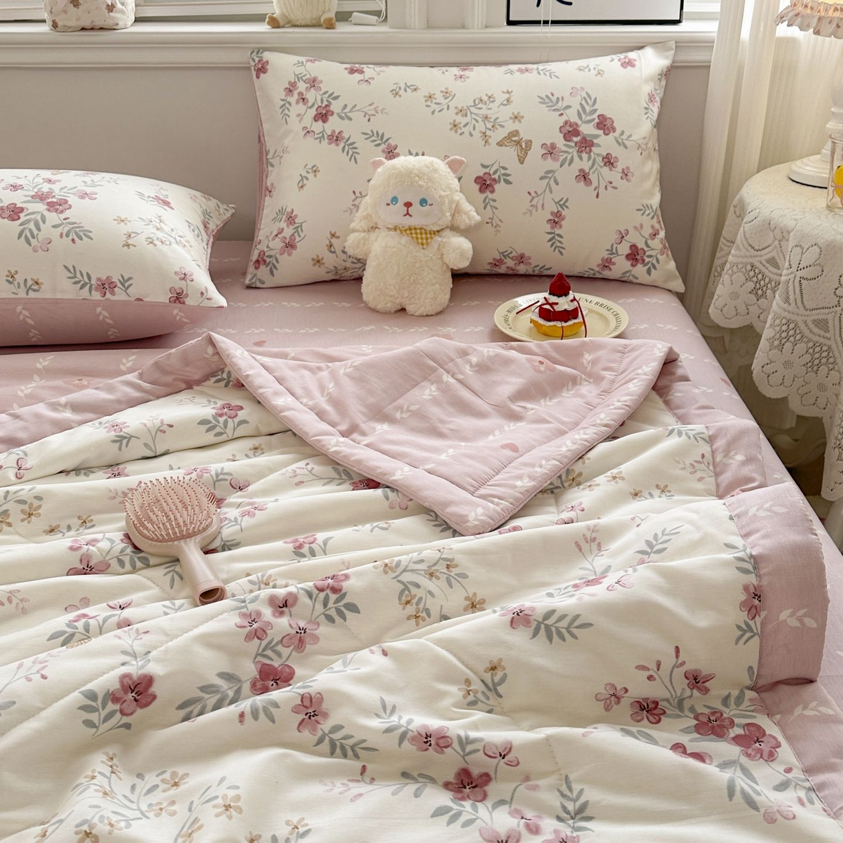 91家纺网 家纺一手货源 找家纺 棉森家纺 2026春夏新款全棉纯棉棉花夏被夏凉被空调被-风格三 曼妙花音