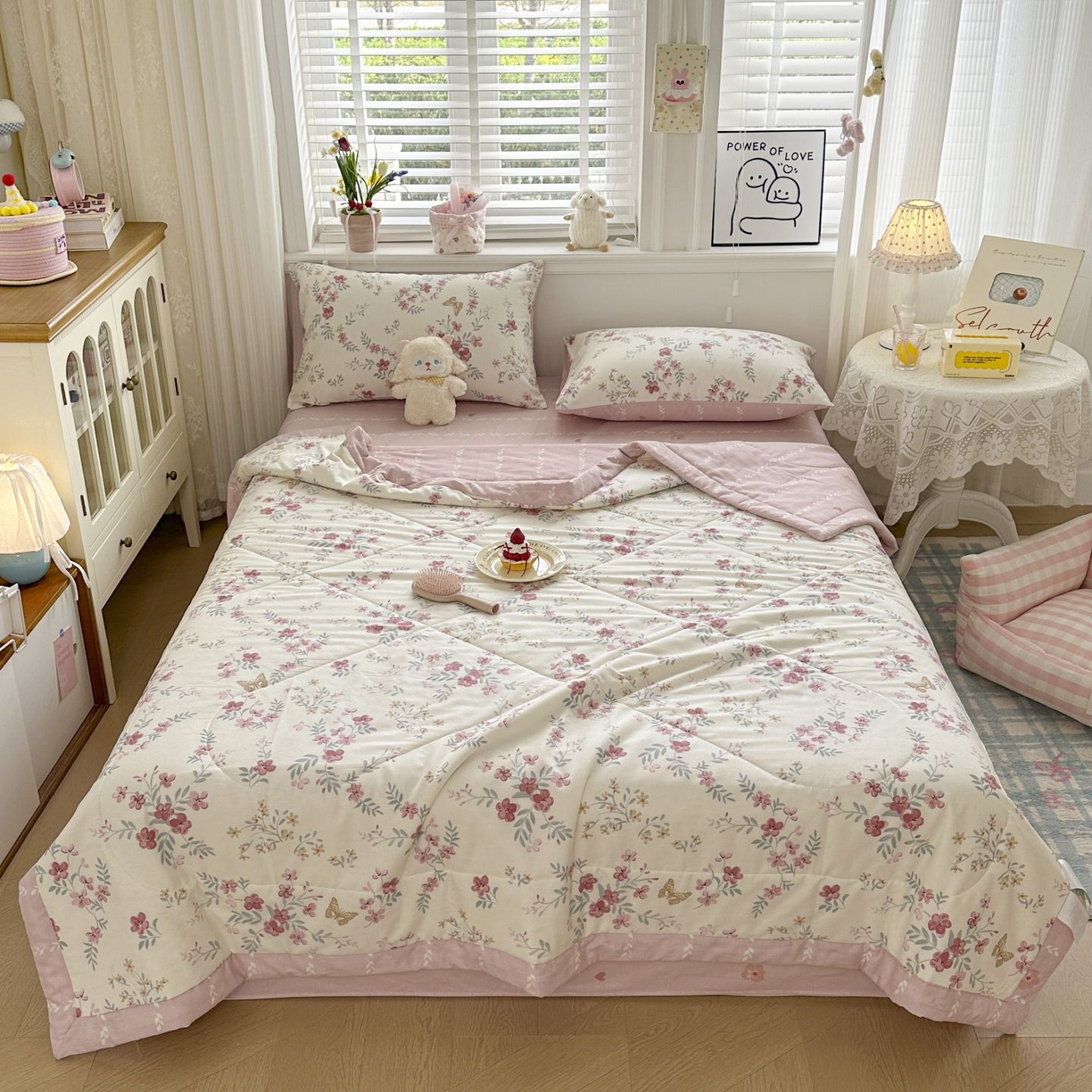 91家纺网 家纺一手货源 找家纺 棉森家纺 2026春夏新款全棉纯棉棉花夏被夏凉被空调被-风格三 曼妙花音