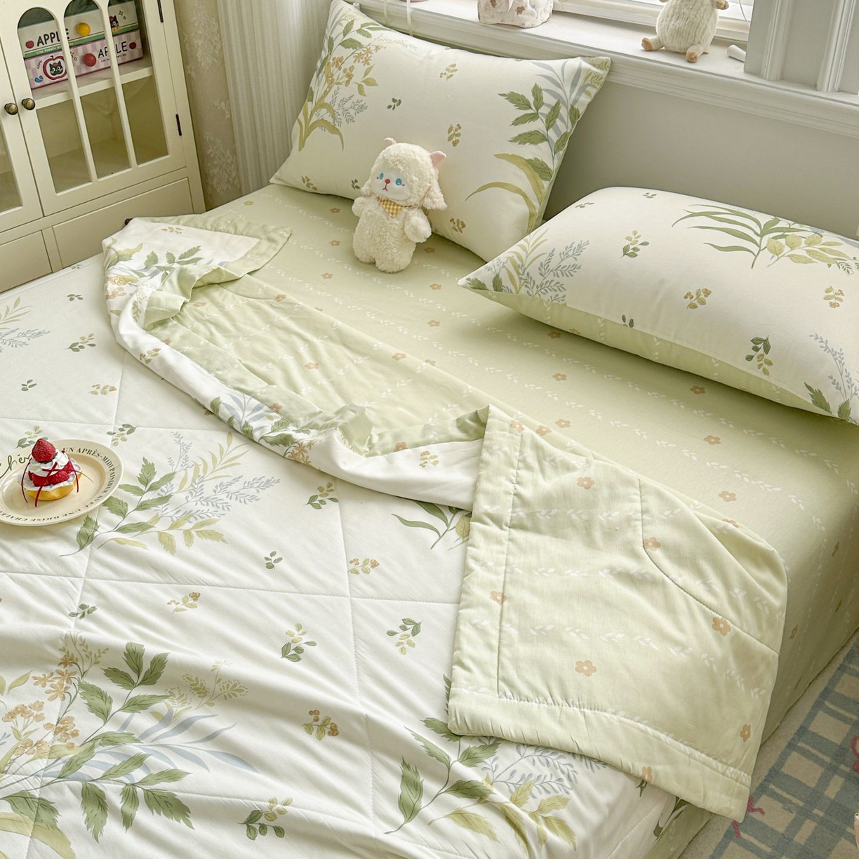 91家纺网 家纺一手货源 找家纺 棉森家纺 2026春夏新款全棉纯棉棉花夏被夏凉被空调被-风格三 密叶