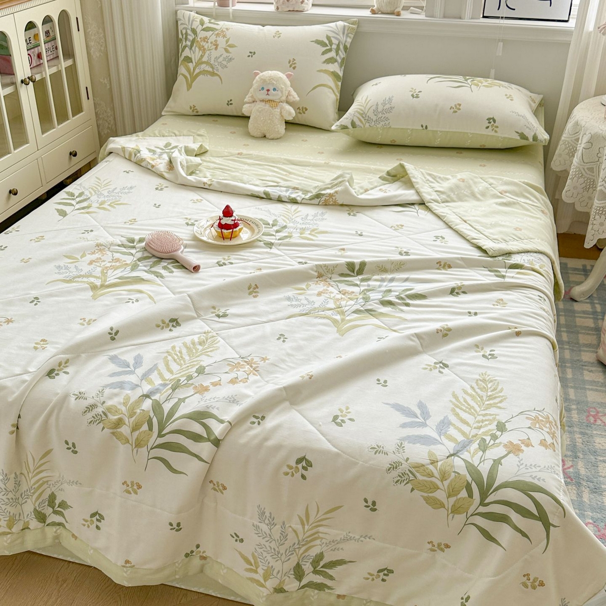 91家纺网 家纺一手货源 找家纺 棉森家纺 2026春夏新款全棉纯棉棉花夏被夏凉被空调被-风格三 密叶