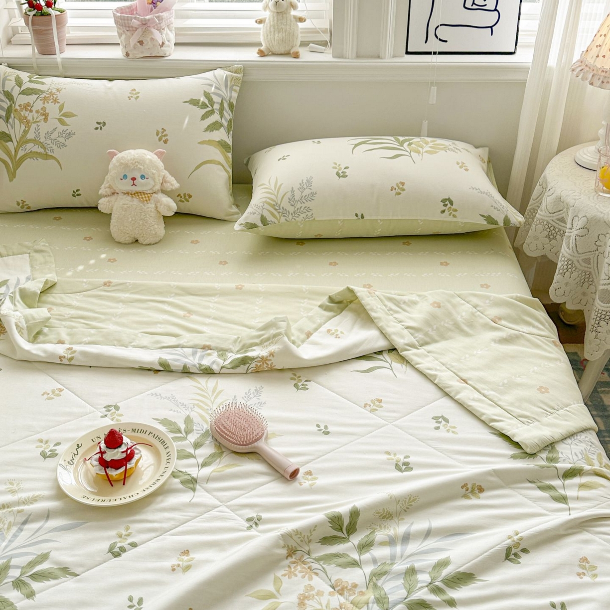 91家纺网 家纺一手货源 找家纺 棉森家纺 2026春夏新款全棉纯棉棉花夏被夏凉被空调被-风格三 密叶