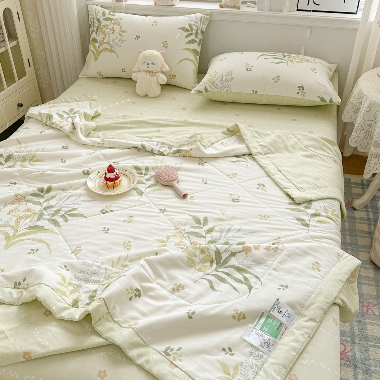 91家纺网 家纺一手货源 找家纺 棉森家纺 2026春夏新款全棉纯棉棉花夏被夏凉被空调被-风格三 密叶