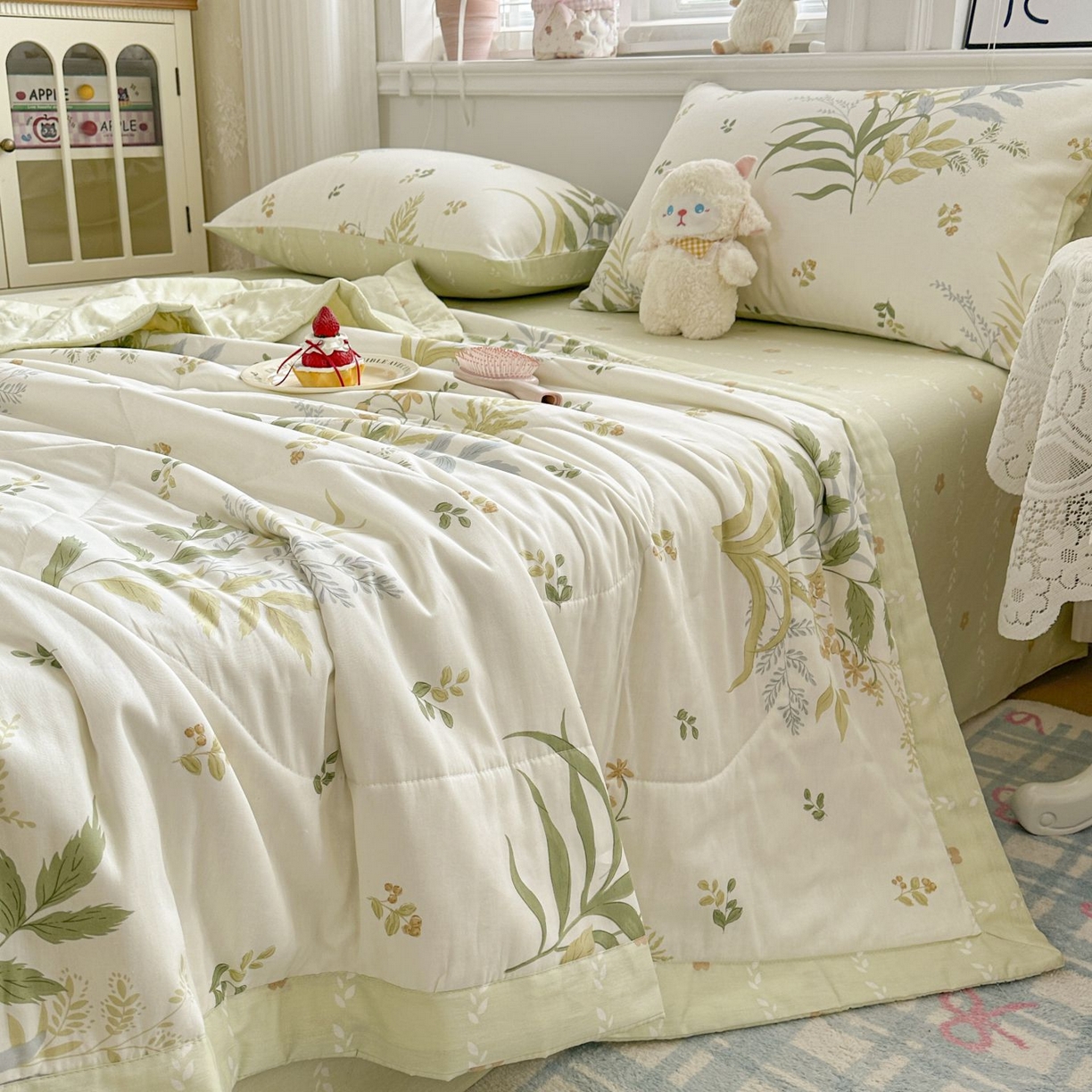 91家纺网 家纺一手货源 找家纺 棉森家纺 2026春夏新款全棉纯棉棉花夏被夏凉被空调被-风格三 密叶