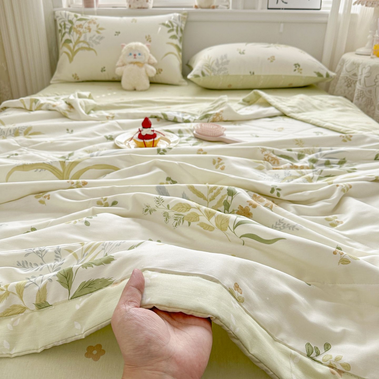 91家纺网 家纺一手货源 找家纺 棉森家纺 2026春夏新款全棉纯棉棉花夏被夏凉被空调被-风格三 密叶