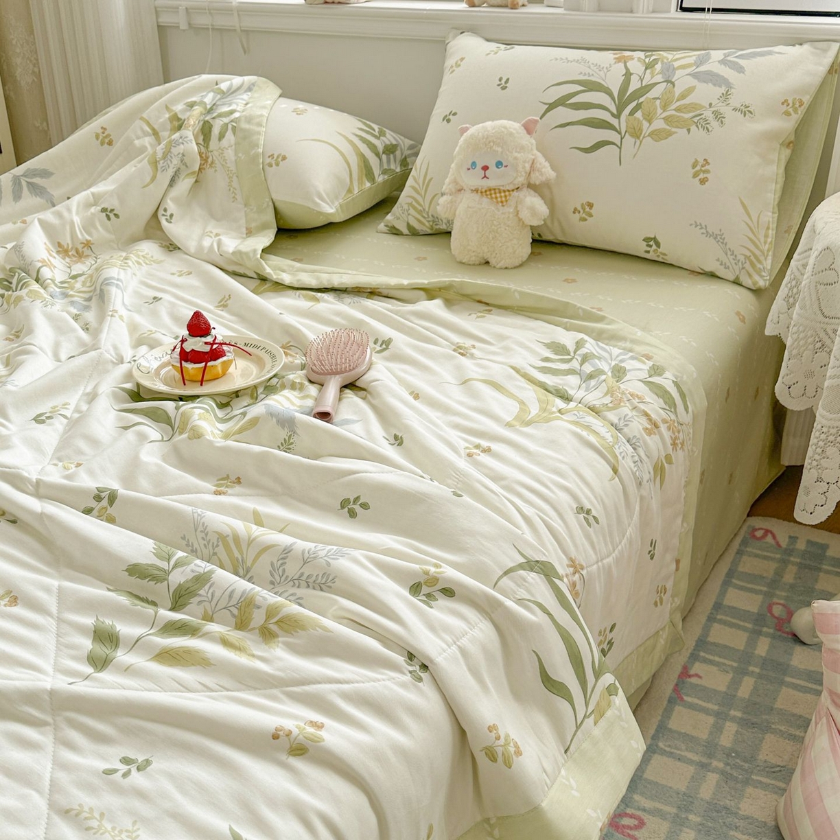 91家纺网 家纺一手货源 找家纺 棉森家纺 2026春夏新款全棉纯棉棉花夏被夏凉被空调被-风格三 密叶