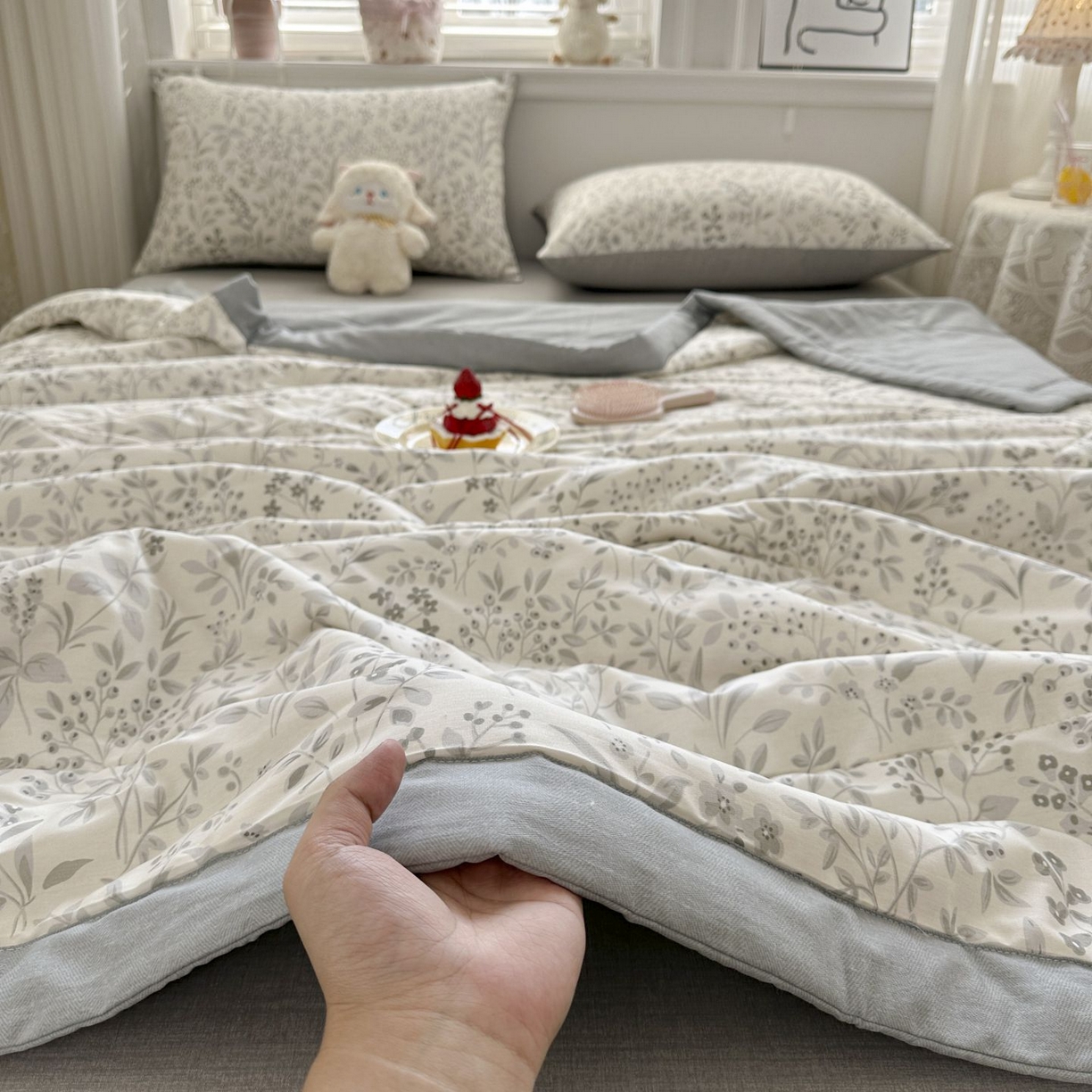 91家纺网 家纺一手货源 找家纺 棉森家纺 2026春夏新款全棉纯棉棉花夏被夏凉被空调被-风格三 茉-灰