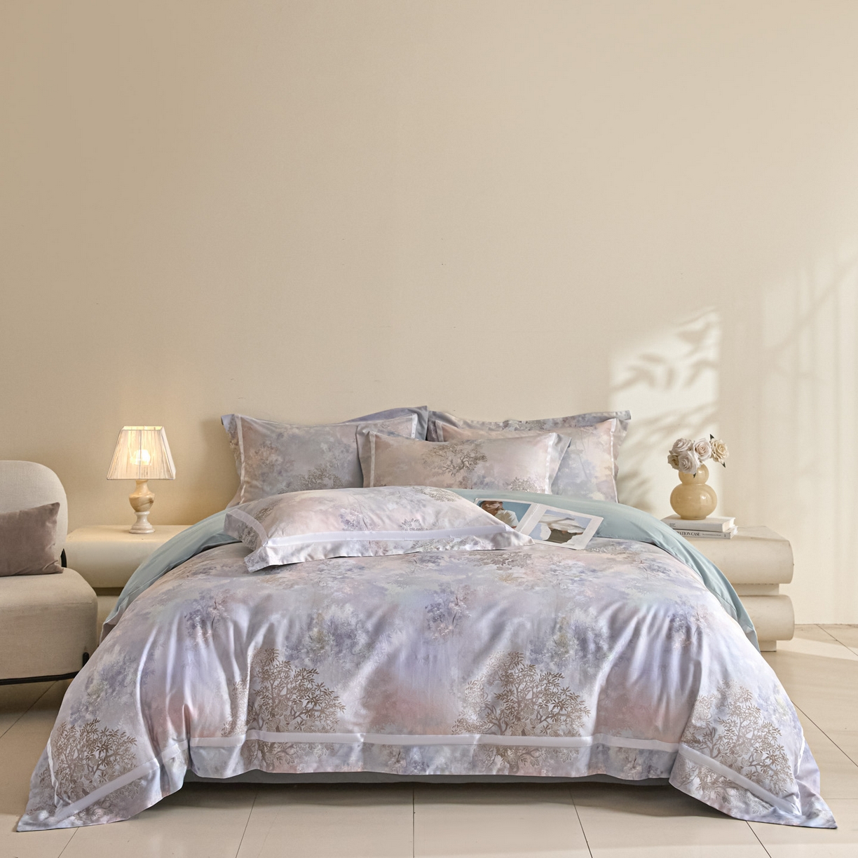 91家纺网 家纺一手货源 找家纺 （总）新方向 【控价 提供买家秀】2026新款数码印花50s双股全棉贡缎长绒棉四件套-盛世（控价 标准328元 加大348元）