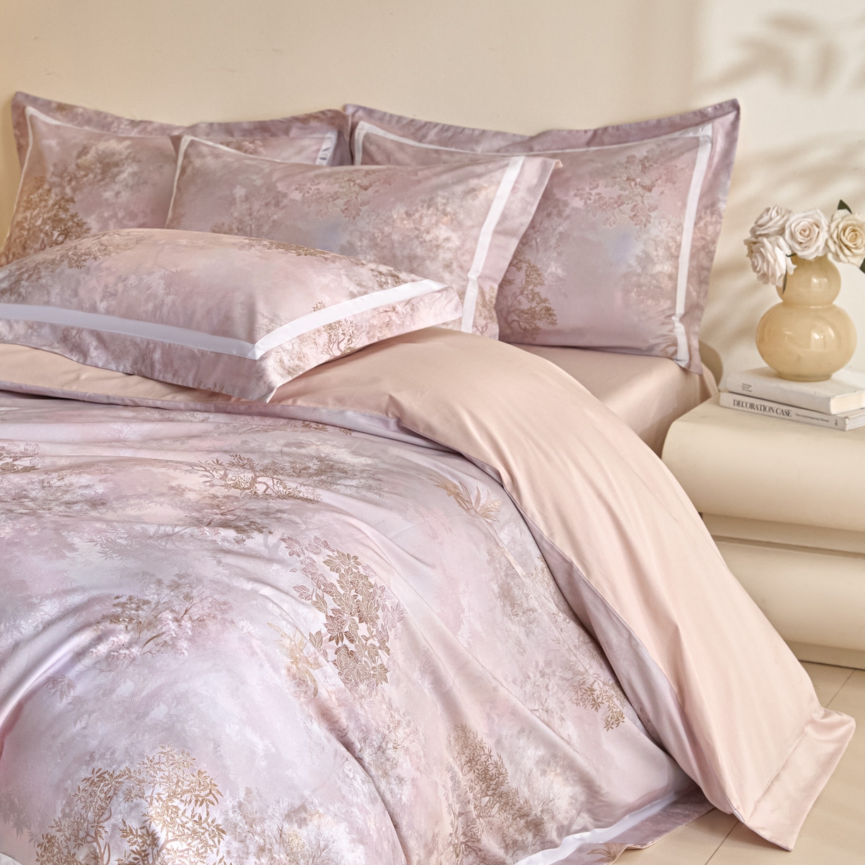 91家纺网 家纺一手货源 找家纺 （总）新方向 【控价 提供买家秀】2026新款数码印花50s双股全棉贡缎长绒棉四件套-盛世（控价 标准328元 加大348元）