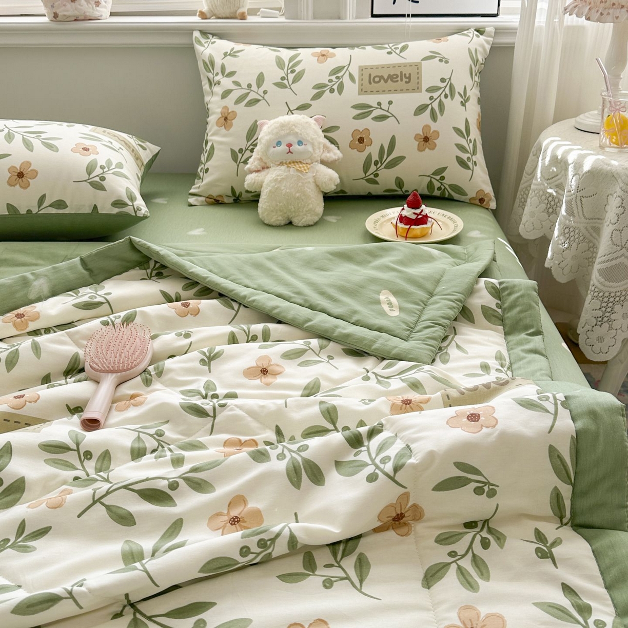 91家纺网 家纺一手货源 找家纺 棉森家纺 2026春夏新款全棉纯棉棉花夏被夏凉被空调被-风格三 青柠薄荷