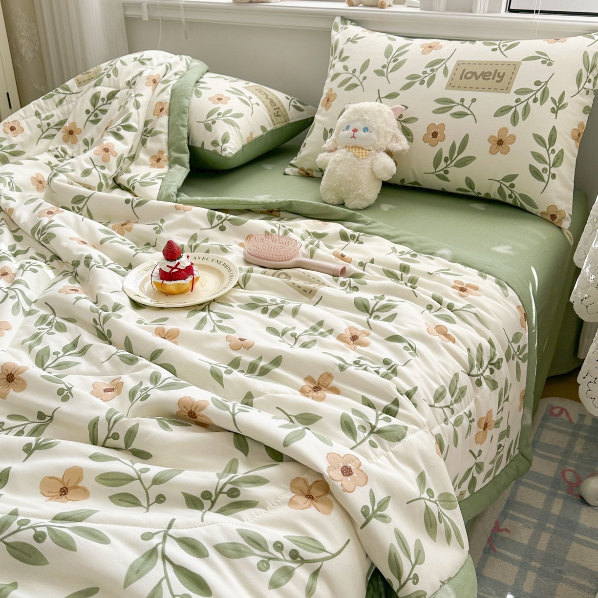 91家纺网 家纺一手货源 找家纺 棉森家纺 2026春夏新款全棉纯棉棉花夏被夏凉被空调被-风格三 青柠薄荷