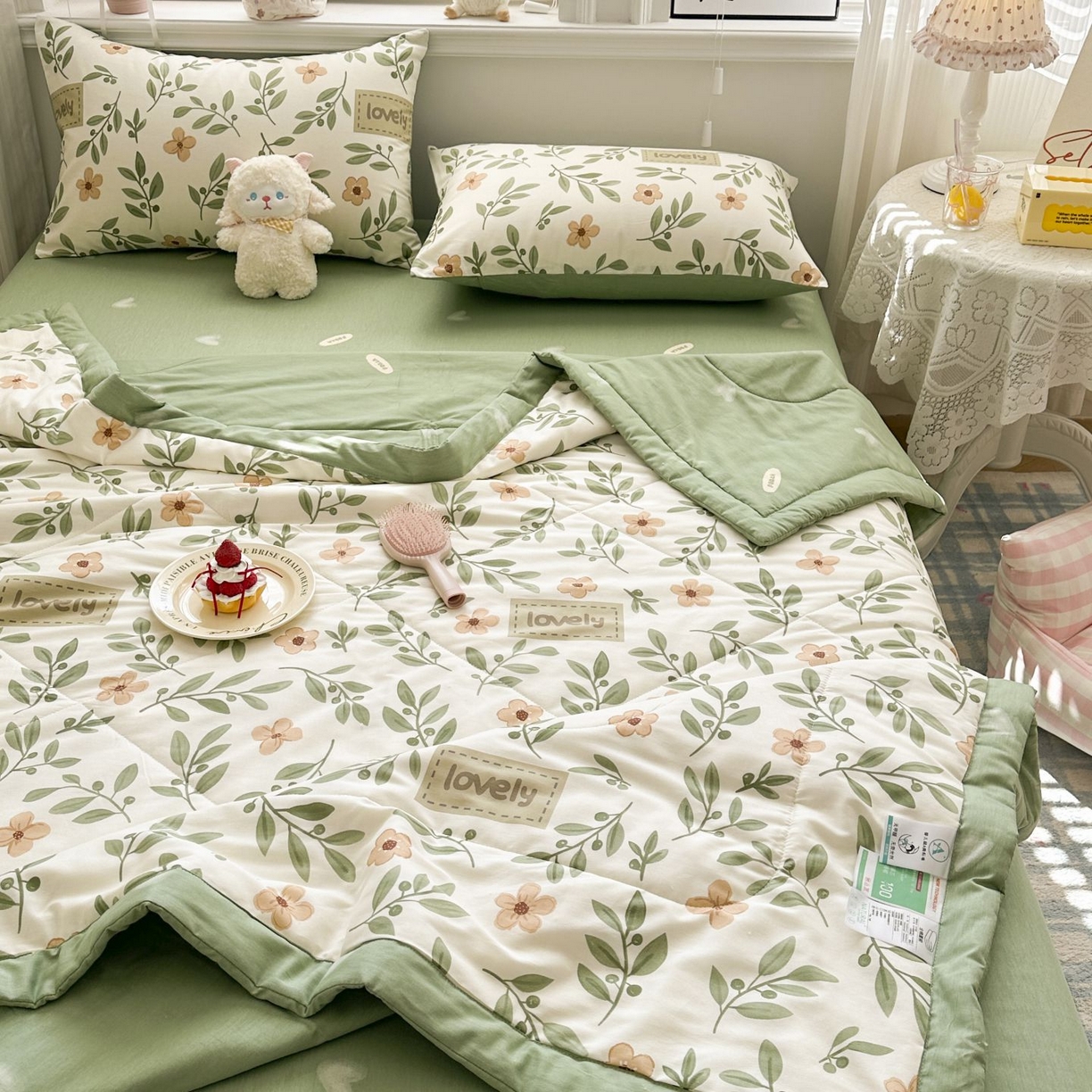 91家纺网 家纺一手货源 找家纺 棉森家纺 2026春夏新款全棉纯棉棉花夏被夏凉被空调被-风格三 青柠薄荷