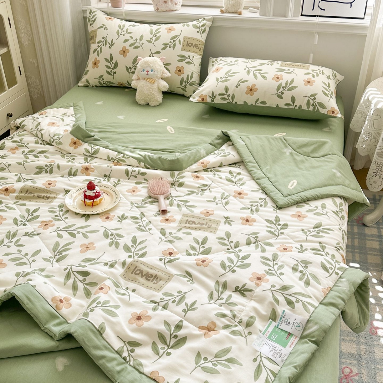 91家纺网 家纺一手货源 找家纺 棉森家纺 2026春夏新款全棉纯棉棉花夏被夏凉被空调被-风格三 青柠薄荷