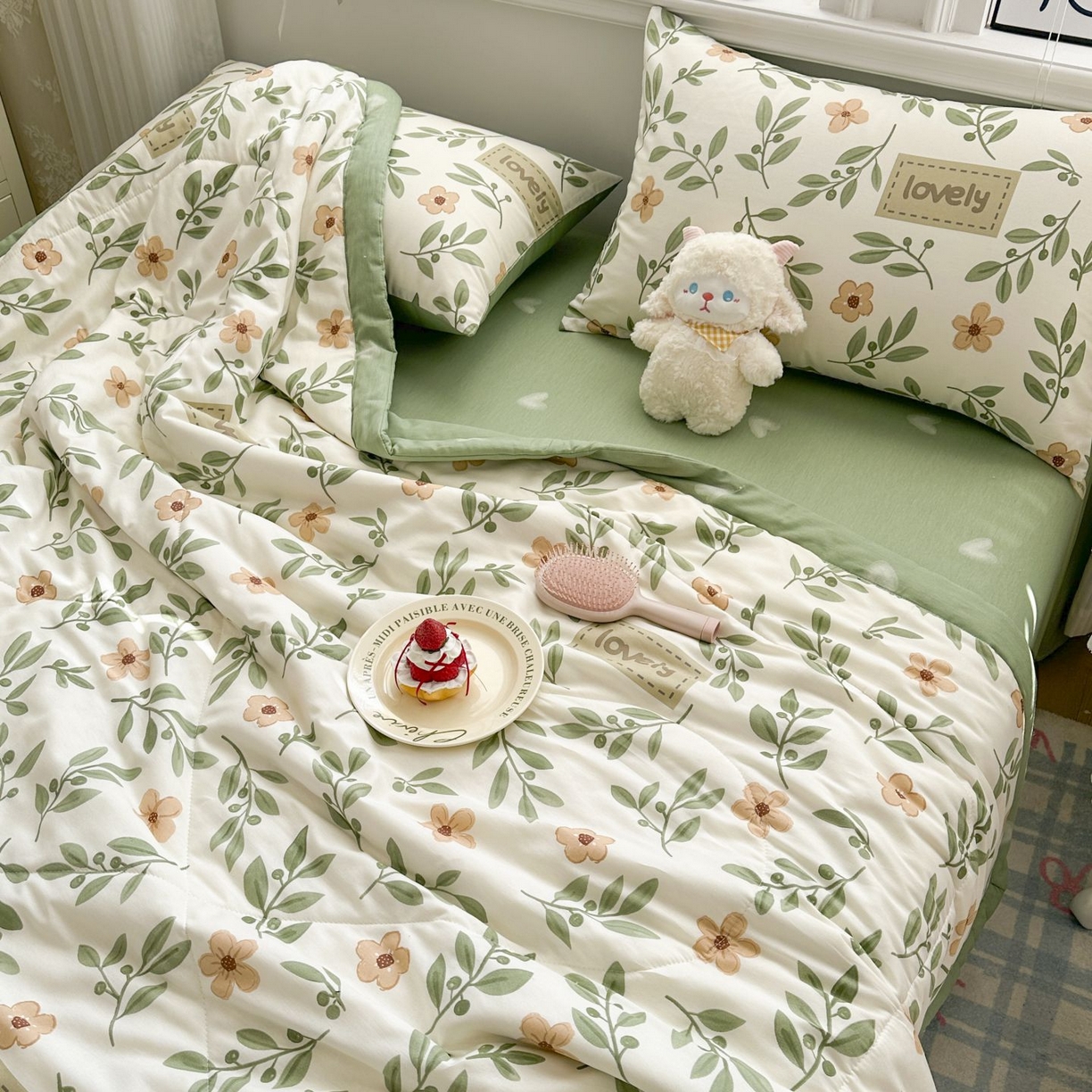 91家纺网 家纺一手货源 找家纺 棉森家纺 2026春夏新款全棉纯棉棉花夏被夏凉被空调被-风格三 青柠薄荷