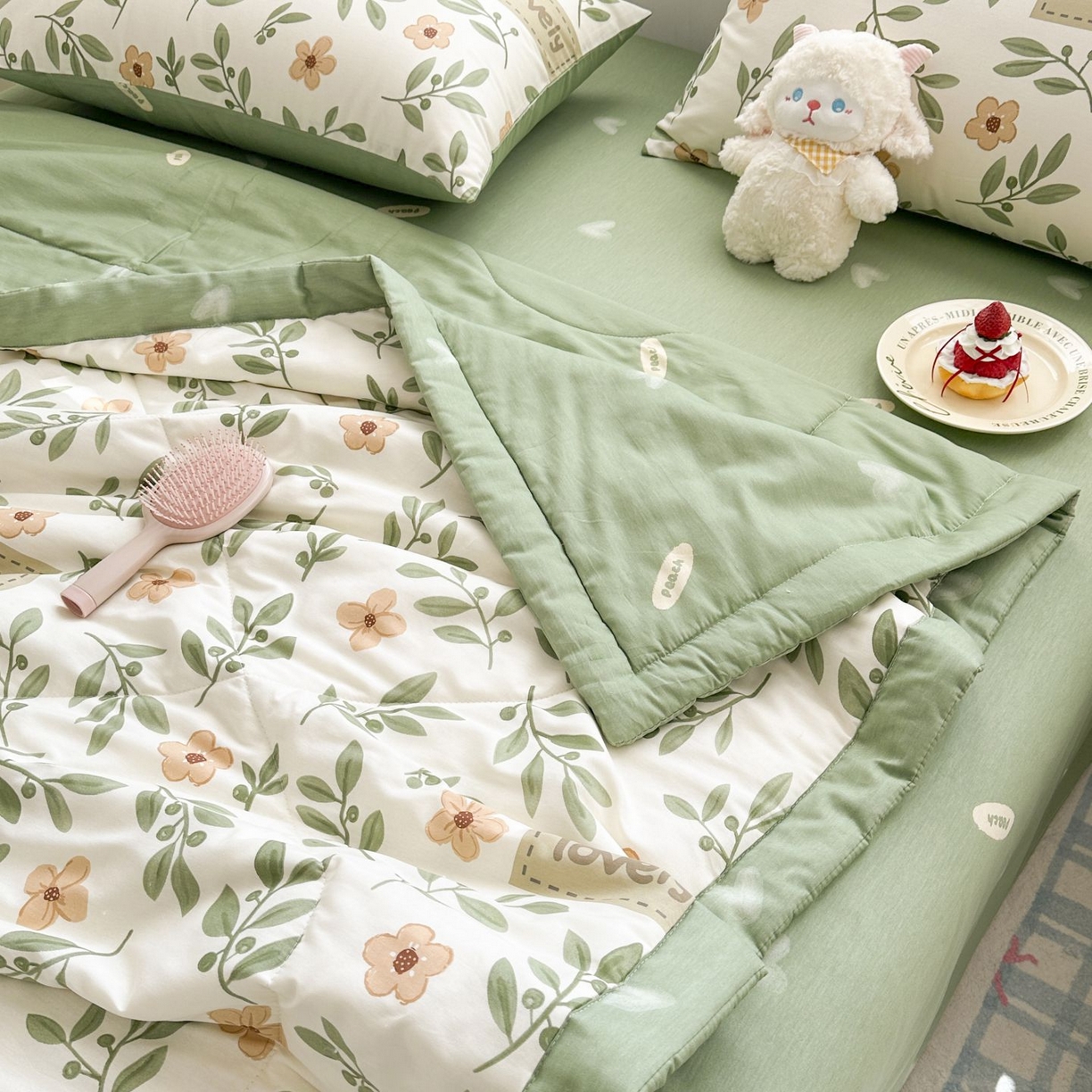 91家纺网 家纺一手货源 找家纺 棉森家纺 2026春夏新款全棉纯棉棉花夏被夏凉被空调被-风格三 青柠薄荷